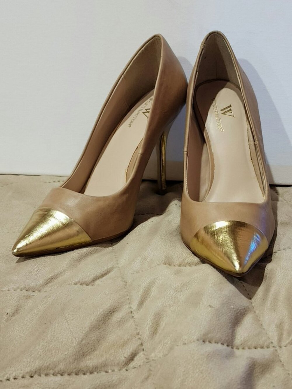 Beige w/ Gold Details 4in Heels